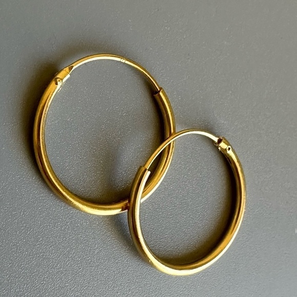 Sterling Silver Hoop Earrings 16mm - Picture 3 of 7